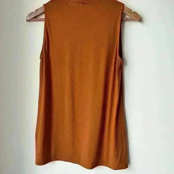 Retroluxe Women’s Sleeveless Rustic Orange Mock Neck Casual Summer Shirt Small - Picture 5 of 7